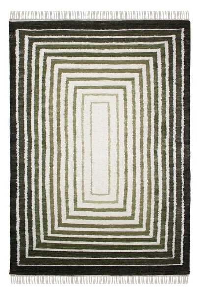 Зелен ръчно изработен килим със смес от вълна 140x200 cm Boucle Frame – Flair Rugs