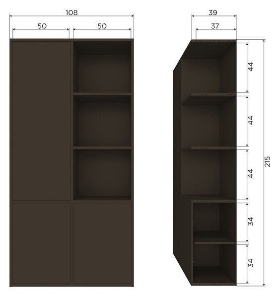 Тъмнокафяв модулен шкаф от масивен бор 108x215 cm Meggy – WOOOD
