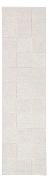 Ръчно изработена вълнена пътека в цвят слонова кост 60x230 cm Checkerboard – Flair Rugs
