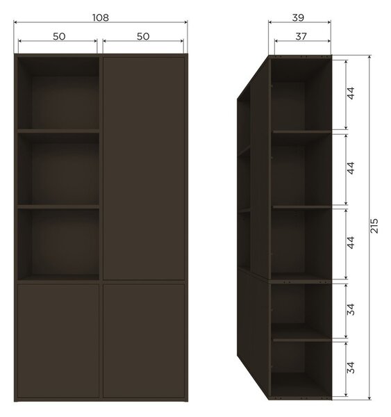 Тъмнокафяв модулен шкаф от масивен бор 108x215 cm Meggy – WOOOD