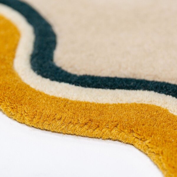 Ръчно изработен вълнен кръгъл килим в естествен цвят ø 180 cm Leo Scallop – Flair Rugs
