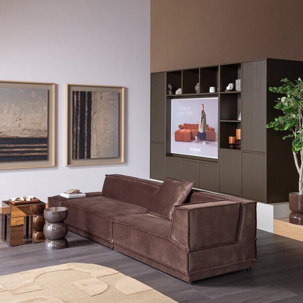 Тъмнокафяв модулен шкаф от масивен бор 55x215 cm Meggy – WOOOD