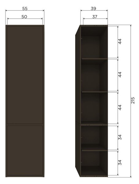 Тъмнокафяв модулен шкаф от масивен бор 55x215 cm Meggy – WOOOD