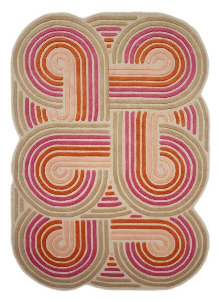 Розов ръчно изработен вълнен килим 140x200 cm Spiral Shaped – Flair Rugs