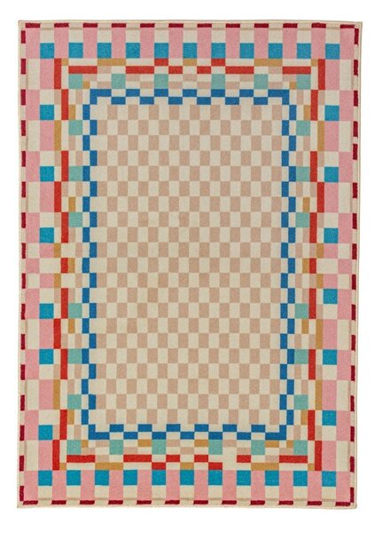 Килим със смес от вълна 140x200 cm Checkered Border – Flair Rugs