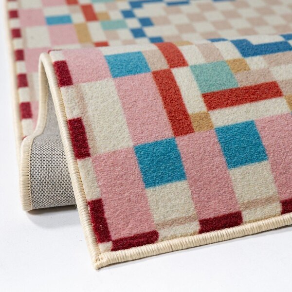 Пътека със смес от вълна 80x300 cm Checkered Border – Flair Rugs