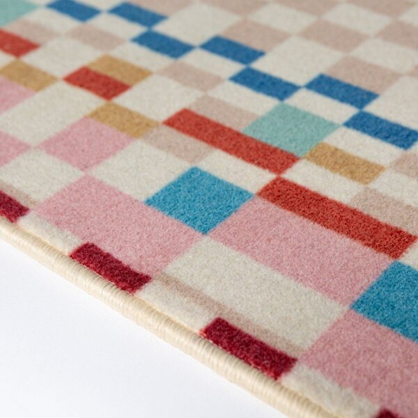 Пътека със смес от вълна 80x300 cm Checkered Border – Flair Rugs
