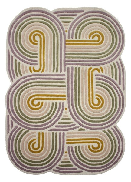 Зелен ръчно изработен вълнен килим 140x200 cm Spiral Shaped – Flair Rugs