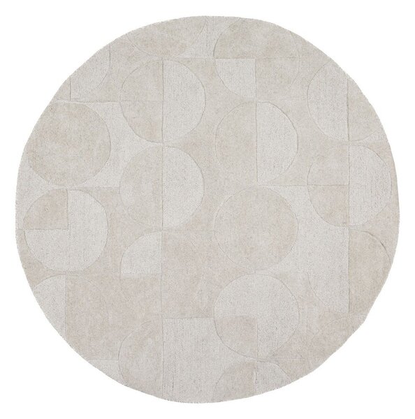 Ръчно изработен вълнен кръгъл килим в цвят слонова кост ø 160 cm Gigi – Flair Rugs