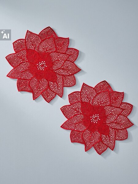 Sinsay - Коледни подложки за маса във формата на коледна звезда 2 pack - червeн