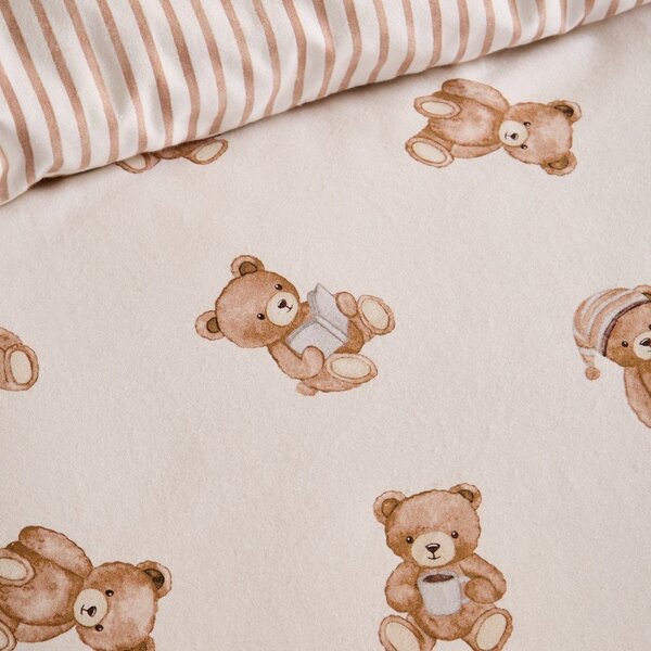 Кремав еластичен единичен фланелен детски чаршаф 70x140 cm Brushed Teddy Bear – Catherine Lansfield