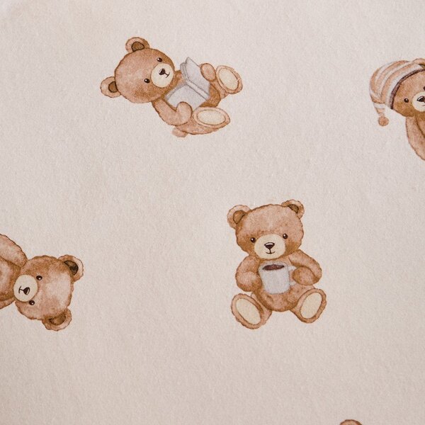 Кремав еластичен единичен фланелен детски чаршаф 70x140 cm Brushed Teddy Bear – Catherine Lansfield