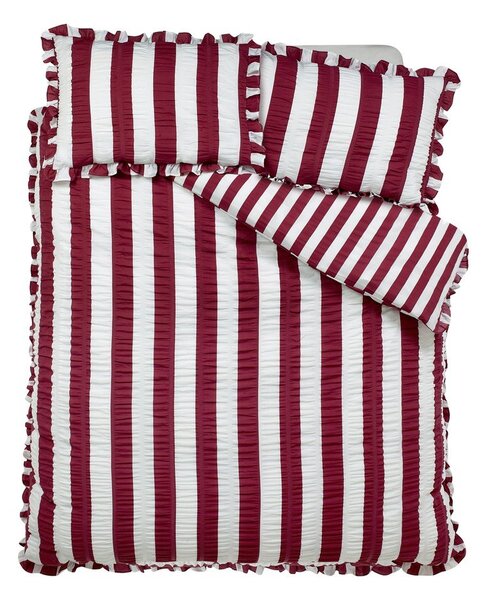 Тъмнолилаво единично спално бельо 135x200 cm Seersucker Frill Stripe – Catherine Lansfield