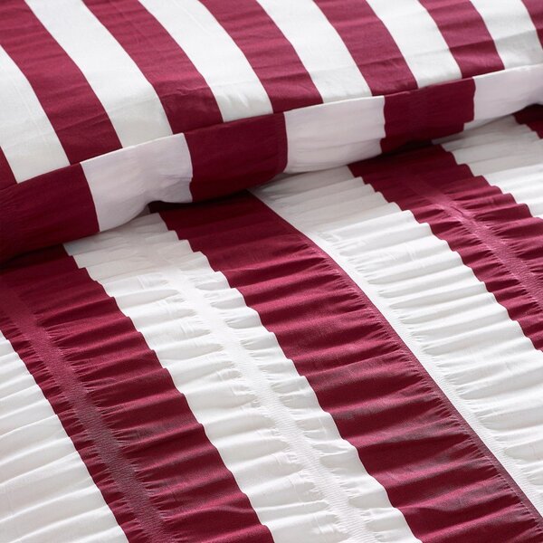 Тъмнолилаво единично спално бельо 135x200 cm Seersucker Frill Stripe – Catherine Lansfield