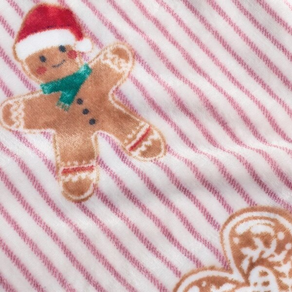 Червено/в естествен цвят одеяло с коледен мотив 170x130 cm Christmas Gingerbread Stripe – Catherine Lansfield