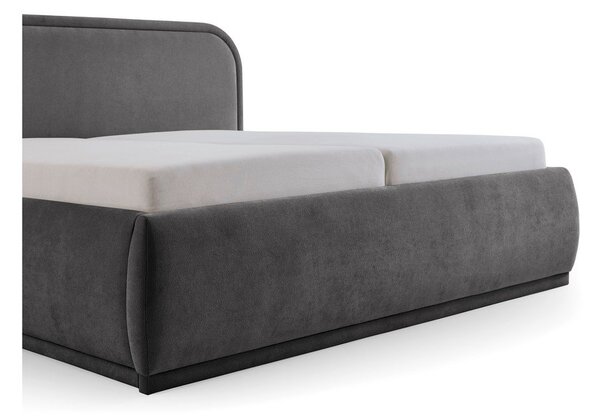 Антрацитно двойно легло 160x200 cm тапицирано без ламелно дъно Soma – Meise Möbel