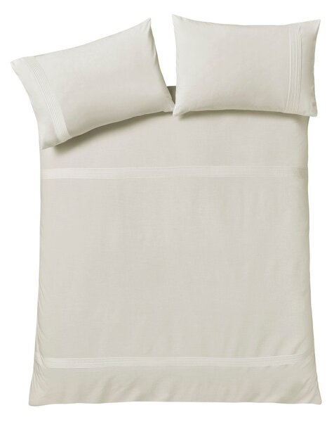 Кремаво двойно спално бельо 200x200 cm Pintuck Easy Iron Percale – Catherine Lansfield