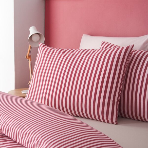 Бордо единично спално бельо 135x200 cm Epping Textured Stripe – Catherine Lansfield