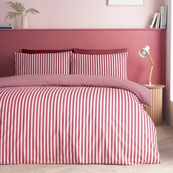 Бордо единично спално бельо 135x200 cm Epping Textured Stripe – Catherine Lansfield