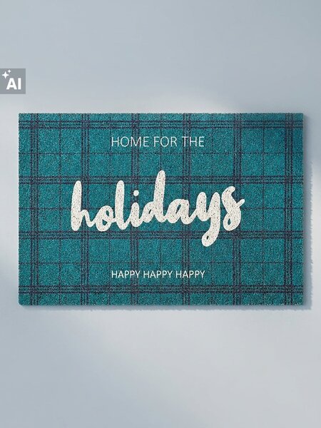 Sinsay - Коледна изтривалка с надпис Holidays - зeлeн