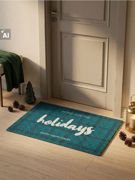 Sinsay - Коледна изтривалка с надпис Holidays - зeлeн