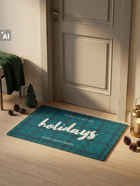 Sinsay - Коледна изтривалка с надпис Holidays - зeлeн