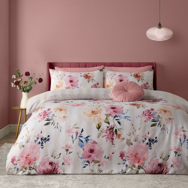 Кремаво единично спално бельо 135x200 cm Floral Stripe – Catherine Lansfield