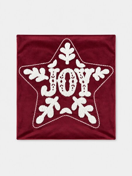 Sinsay - Коледна декоративна калъфка за възглавница с надпис Joy - червeн