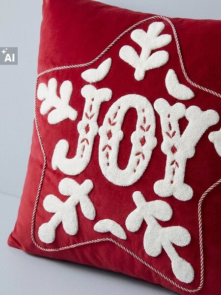 Sinsay - Коледна декоративна калъфка за възглавница с надпис Joy - червeн