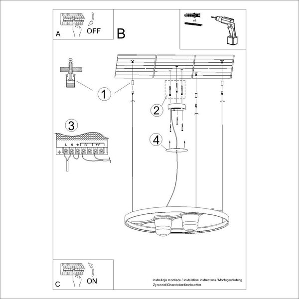 Черно алуминиево LED висящо осветително тяло ø 78 cm RIO – Thoro