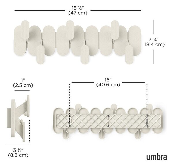 Бежова стоманена стенна закачалка 16 cm Tempo – Umbra