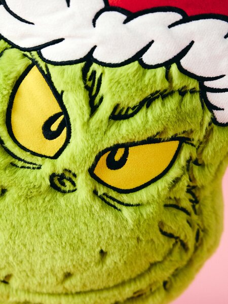 Sinsay - Декоративна пухкава възглавница с коледен мотив Grinch - жълтозелено