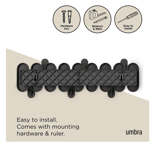 Матово черно стоманена стенна закачалка 16 cm Tempo – Umbra