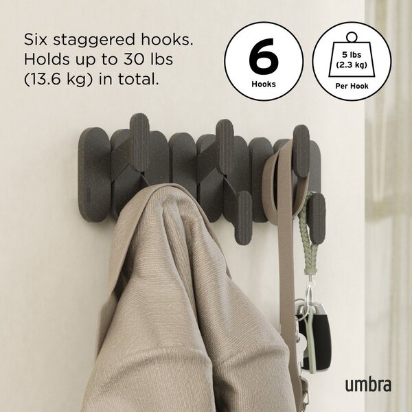 Матово черно стоманена стенна закачалка 16 cm Tempo – Umbra