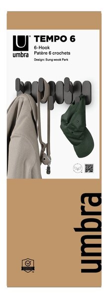 Матово черно стоманена стенна закачалка 16 cm Tempo – Umbra