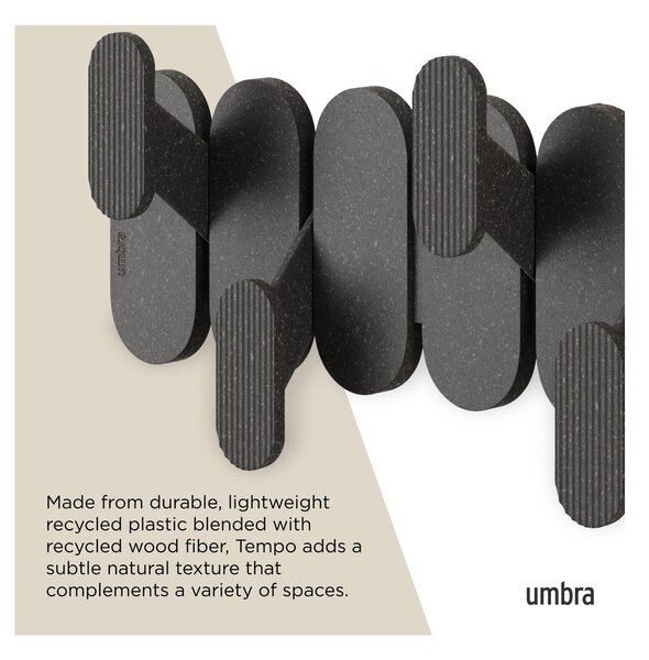 Матово черно стоманена стенна закачалка 16 cm Tempo – Umbra