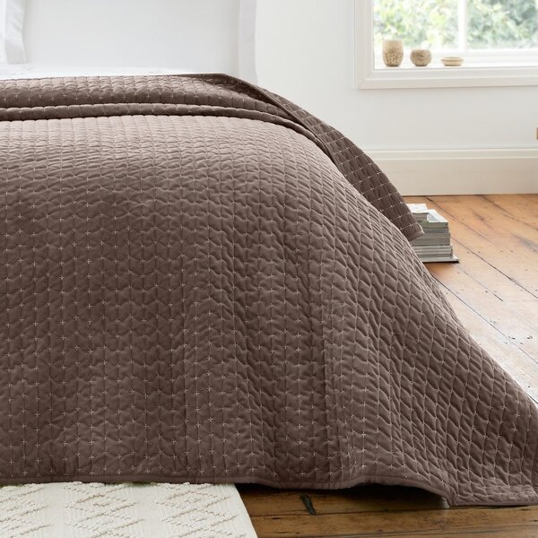 Тъмнокафяво капитонирано покривало за легло 240x260 cm Attica Velvet – Bianca