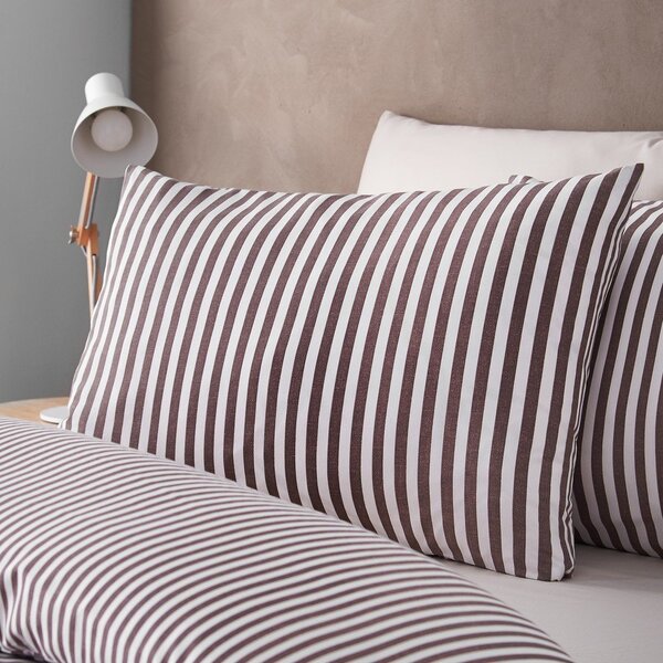 Тъмнокафяво единично спално бельо 135x200 cm Epping Textured Stripe – Catherine Lansfield