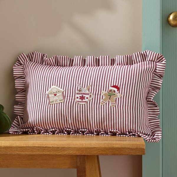 Декоративна възглавница с коледен мотив 30x50 cm Christmas Gingerbread Stripe – Catherine Lansfield