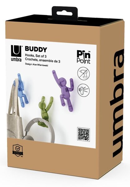 Пластмасови комплект куки 3 бр. без пробиване Buddy – Umbra