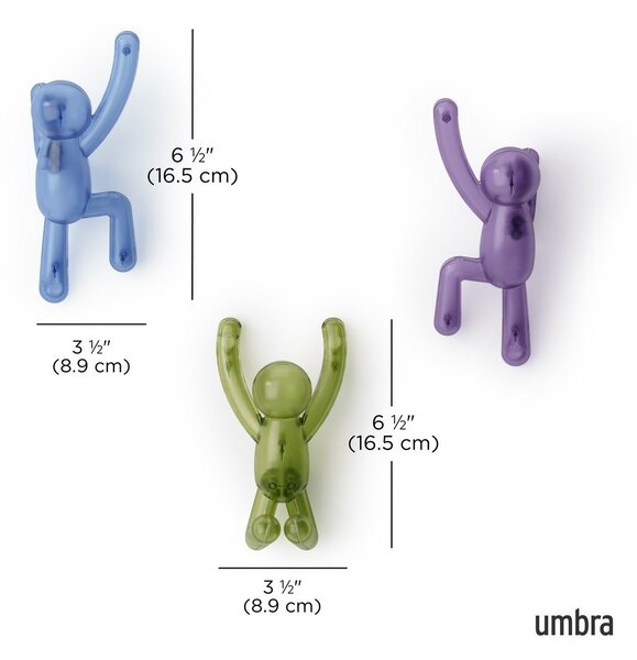 Пластмасови комплект куки 3 бр. без пробиване Buddy – Umbra