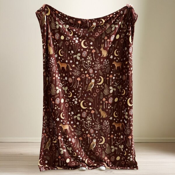 Тъмнокафяво одеяло 130x170 cm Enchanted Twilight Animals – Catherine Lansfield