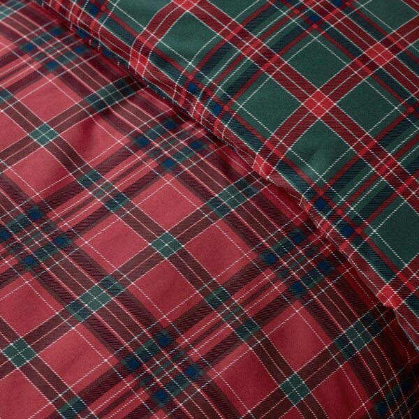 Червено/тъмнозелено единично спално бельо 135x200 cm Tartan Check – Catherine Lansfield