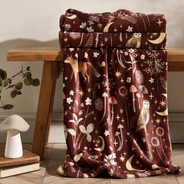 Тъмнокафяво одеяло 130x170 cm Enchanted Twilight Animals – Catherine Lansfield