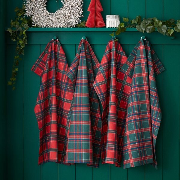 Памучни кърпи за съдове в комплект 4 бр. с коледни мотиви 70x50 cm Christmas Tartan Check – Catherine Lansfield