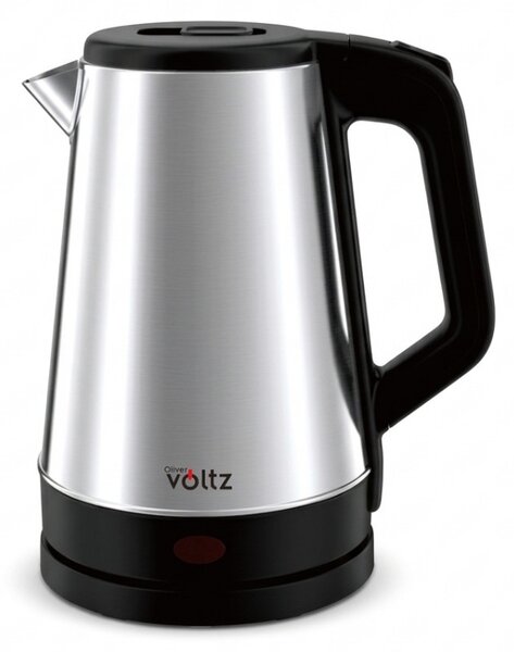 Електрическа кана Oliver Voltz OV51230AB, 1500W, 1.8 л, 360° основа, Корпус от неръждаема стомана, Инокс/черен