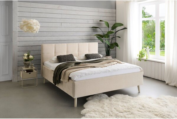 Бежово двойно легло 180x200 cm тапицирано без ламелно дъно Nova – Meise Möbel