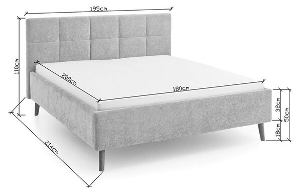 Бежово двойно легло 180x200 cm тапицирано без ламелно дъно Nova – Meise Möbel