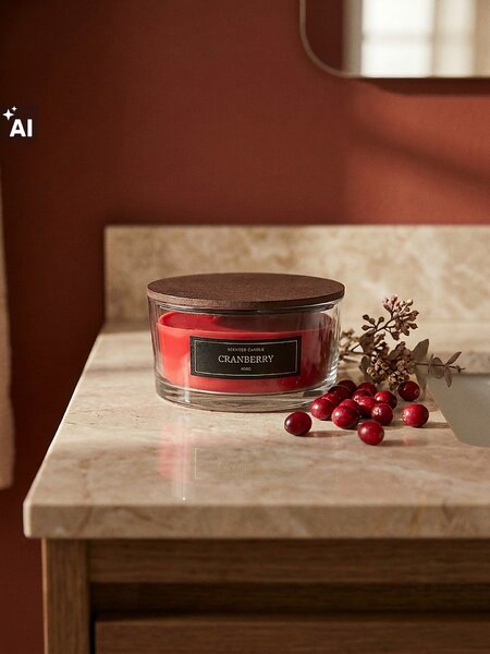Sinsay - Ароматна свещ с дървен фитил Cranberry - кларет