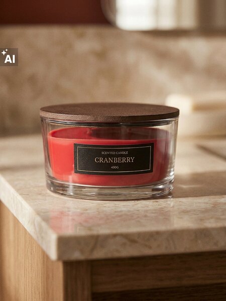 Sinsay - Ароматна свещ с дървен фитил Cranberry - кларет